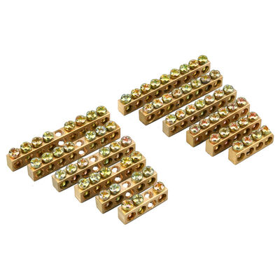 Barras de tierra de cobre recubiertas de estaño 5 7 13-agujero M6/M8 Terminal de tornillo de PCB