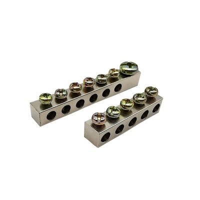 Barra colectora neutra de cobre con terminal de tornillo para PCB, 100A, 2-8 polos, estañada, montada en carril DIN